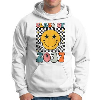 Class Of 2037 Grow With Me Back To School Retro Smile Face Hoodie - Seseable