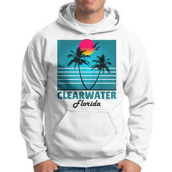Clearwater Beach Florida Fl Retro Summer Palm Trees Hoodie | Mazezy