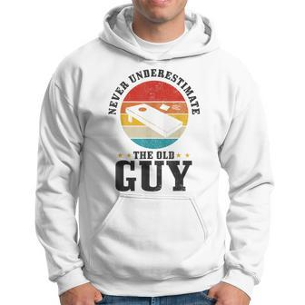 Cornhole Never Underestimate The Old Guy Funny Vintage Gift For Mens Hoodie | Mazezy
