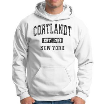 Cortlandt New York Ny Vintage Sports Black Hoodie | Mazezy CA