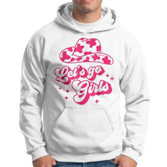 Cowboy Hat Boots Lets Go Girls Cowgirls Pink Groovy Hoodie | Mazezy AU