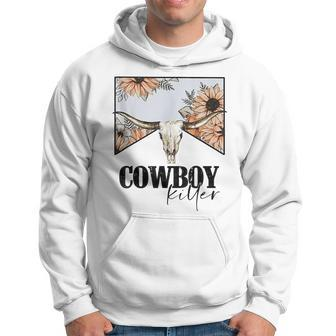 Cowboy Killer Western Cowgirl Cowboy Killer Bull Horn Skull Hoodie | Mazezy
