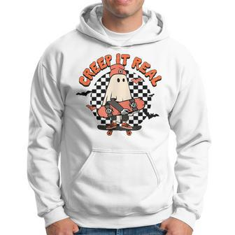 Creep It Real Retro Vintage Ghost Skateboard Halloween Fall IT Funny Gifts Hoodie | Mazezy CA