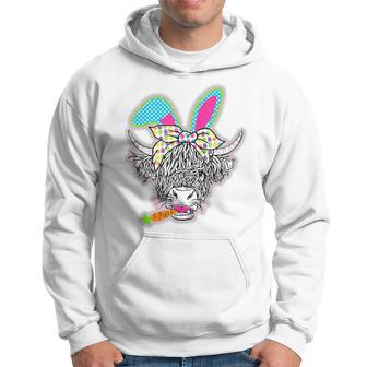 Cute Highland Cow Easter Bunny Cow Girls Easter Day Farmer Hoodie | Mazezy