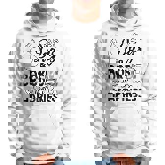 Dogs & Books Thats Happiness Book Reading Books Dog Lover Reading Funny Designs Funny Gifts Hoodie | Mazezy