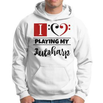 Double Bass Clef Heart I Love Playing My Autoharp Musician Hoodie | Mazezy
