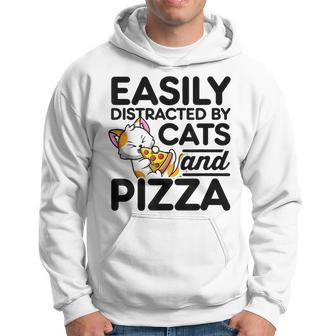Easily Distracted By Cats And Pizza Pizza Lover Italian Food Hoodie | Mazezy
