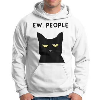 Ew People I Hate People Black Cat Yellow Eyes Hoodie | Mazezy UK