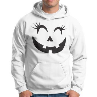 Eyelashes Halloween Outfit Pumpkin Face Costume Hoodie - Monsterry AU