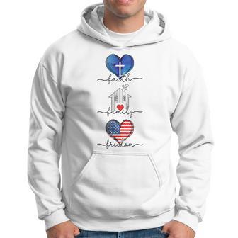 Faith Family Freedom Hearts 4Th Of July Patriotic Flag Hoodie - Thegiftio UK