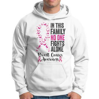 In This Family No One Fight Alone Breast Cancer Awareness Hoodie | Mazezy