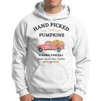 Farm Fresh Thanksgiving Old Red Truck Pumpkin Patch Fall Hoodie - Thegiftio UK