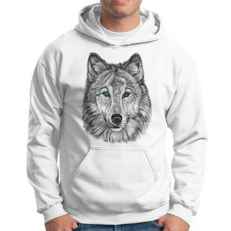 Fearless Eye Of The Wolf Face Print Black And White Graphic Gift For Women Hoodie - Thegiftio UK