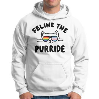 Feline The Purride - Cat Pun Gay Pride Hoodie | Mazezy
