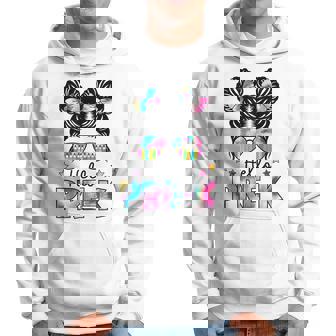 First Day Of Prek Hello Prek Girls Teacher Messy Bun Hoodie | Mazezy