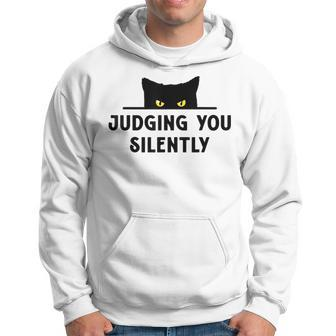 Funny Black Cat Judging You Silently Animal Pet Lover Hoodie - Seseable