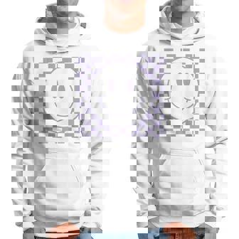 Funny Happy Face Checkered Pattern Smile Face Meme Hoodie - Thegiftio