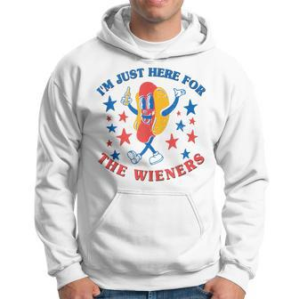 Funny Hot Dog Im Just Here For The Wieners 4Th Of July Hoodie - Thegiftio UK