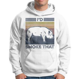 Funny Vintage Grilling Id Smoke That Pork Pig Bacon Lover Hoodie | Mazezy