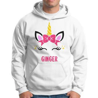 Ginger Personalized Pink Bow Unicorn Face Hoodie | Mazezy