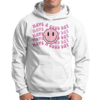 Have A Good Day Pink Smile Face Preppy Aesthetic Trendy Hoodie - Seseable