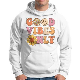 Good Vibes Only Peace Love 60S 70S Tie Dye Groovy Hippie Hoodie - Thegiftio UK