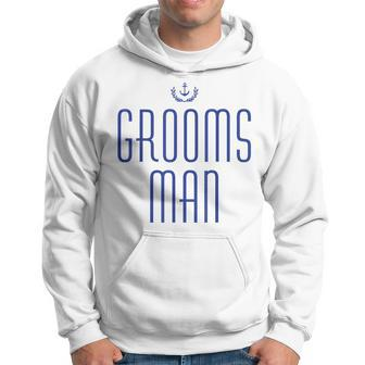 Groomsman Nautical With Anchor Navy Blue Hoodie | Mazezy