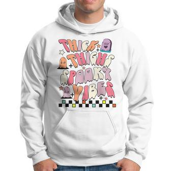 Groovy Thick Thighs Spooky Vibes Cute Ghost Hippie Halloween Halloween Funny Gifts Hoodie | Mazezy