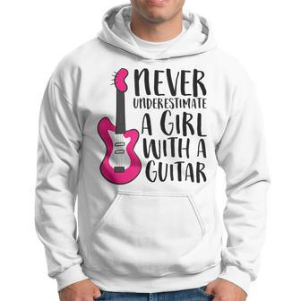 Guitar Girl Gift Never Underestimate A Girl With A Guitar Guitar Funny Gifts Hoodie | Mazezy