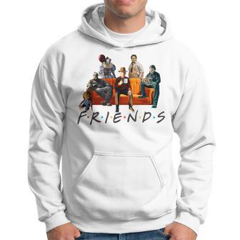 Halloween Friends Crew Gathering On A Spooky Orange Couch Hoodie - Seseable