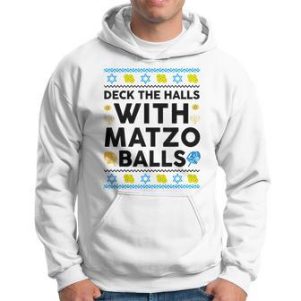 Hanukkah Deck Hall With Matzo Ball Ugly Sweater Jewish Hoodie - Thegiftio UK