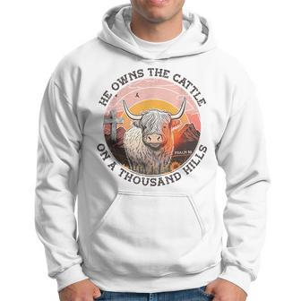 He Owns The Cattle On A Thousand Hills Psalm 50 Vintage Cow Hoodie | Mazezy