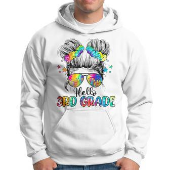 Hello 3Rd Grade Messy Hair Bun Girl Back To School First Day 3Rd Grade Funny Gifts Hoodie | Mazezy