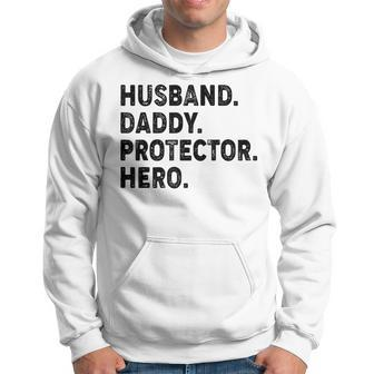Husband Daddy Protector Hero Fathers Day Dad Funny Father Hoodie | Mazezy UK