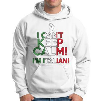 I Cant Keep Calm Im Italian Funny Italy Flag Meme On Back Hoodie | Mazezy