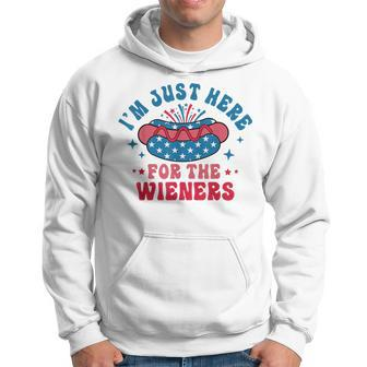 Im Just Here For The Wieners Hot Dog Funny Fourth Of July Hoodie | Mazezy