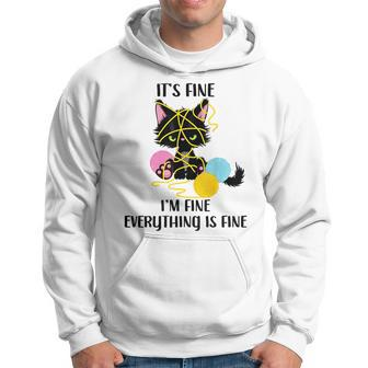 Its Fine Im Fine Everything Is Fine Funny Black Cat Kitty Hoodie - Seseable