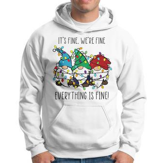 It's Fine We're Fine Everything Is Fine Gnomes Christmas Hoodie - Seseable