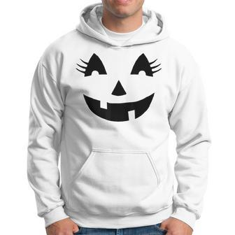 Jack O Lantern Face Pumpkin Eyelashes Hallowen Costume Hoodie | Mazezy