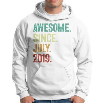 Kids 4 Year Old Awesome Since July 2019 4Th Birthday Hoodie - Monsterry