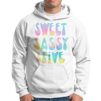 Kids Sweet Sassy And Five 5Th Birthday Girl Tie Dye 5 Year Old Hoodie | Mazezy DE
