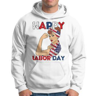 Labor Day Rosie The Riveter American Flag Woman Usa Hoodie - Seseable