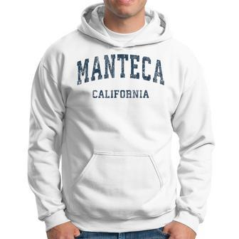 Manteca California Ca Vintage Varsity Sports Navy Hoodie | Mazezy UK