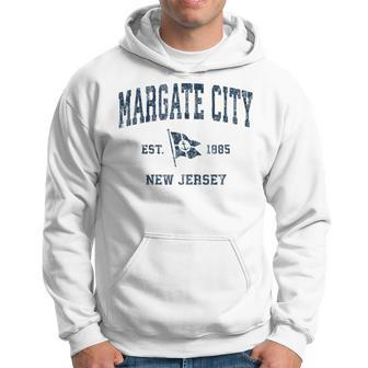 Margate City Nj Vintage Sports Navy Boat Anchor Flag Hoodie | Mazezy