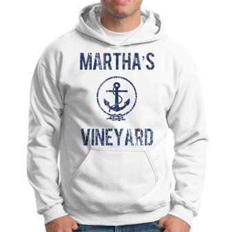 Marthas Vineyard Knot And Anchor Distressed Navy Blue Hoodie | Mazezy