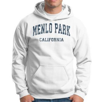 Menlo Park California Ca Vintage Varsity Sports Navy Hoodie | Mazezy