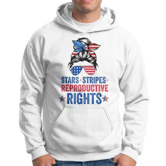 Messy Bun American Flag Stars Stripes Reproductive Rights  Hoodie