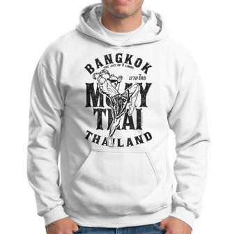 Muay Thai Kickboxing Bangkok Thailand Distressed Graphic Kickboxing Funny Gifts Hoodie | Mazezy UK