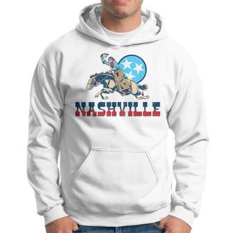 Nashville Vintage Cowgirl & State Flag Tennessee Stars Retro Tennessee Funny Gifts Hoodie | Mazezy