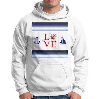 Nautical Love With Anchor Wheel Sailboat Hoodie | Mazezy